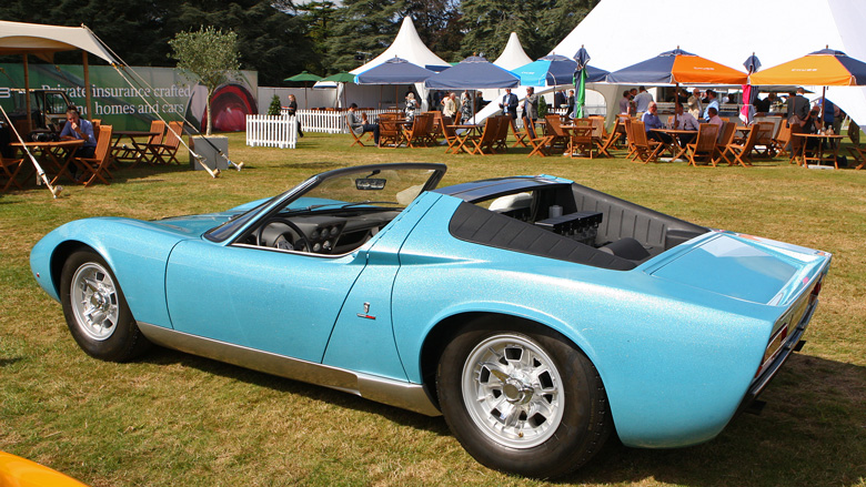 Lamborghini Miura Roadster chassis 3498 is the only factory roadster and was built for the 1968 Brussels Motor Show. Following her show career 3498 was returned to the factory and in 1969 was sold to the International Zinc Research organization ILZRO to be used to show case the various applications of Zinc and Lead used in the automotive industry. Various components on the car were then rendered in zinc, lead, or their alloys. Recently 3498 has been restored back to her 1968 Brussel's motor show configuration by Gary Bobileff of San Diego.