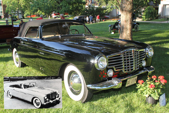 Morano's Packard, convertible Vignale in inset. Color photo by Dinkins.